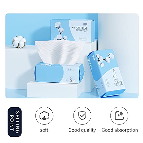 Cotton Facial Dry Wipes 100 Count, Deeply Cleansing Disposable Face Towel Wash Cloth, Multi-Purpose for Skin Care, Make-up Wipes, Face Wipes and Facial Cleansing