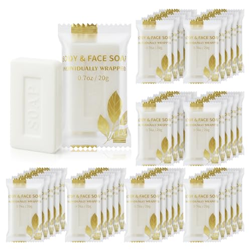 Soap Bar Mini Size of Travel in Bulk, Disposable Small Hand Body Soaps Individually Wrapped Kit, Bath Toiletries Hygiene Supplies, Toiletry for Motel Guest Homeless Charity, 0.7 Oz/20g (60)