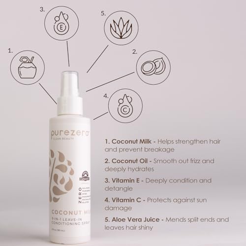 Purezero 9-in-1 Coconut Milk Leave-In Spray - 6 oz (2 Pack)
