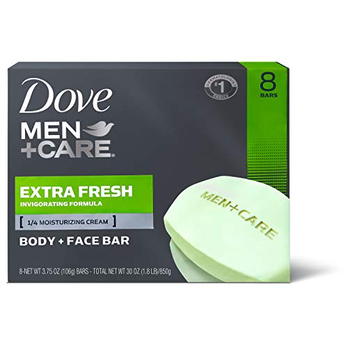 DOVE MEN + CARE Antiperspirant Deodorant (72 Hour Protection) and 3-in-1 Extra Fresh Body Wash Bar (8 Pack) Bundle