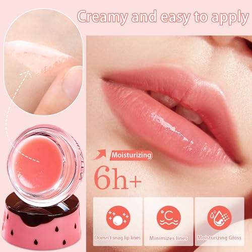 2PCS Bee Lip Balm Honey Pot, Honey Strawberry Lip balm Lip Mask with Stick, Moisturizing Lip Sleeping Mask Day & Night Lip Care - Hydrate Repair Prevent Dry Cracked Exfoliate (Honey & Strawberry)