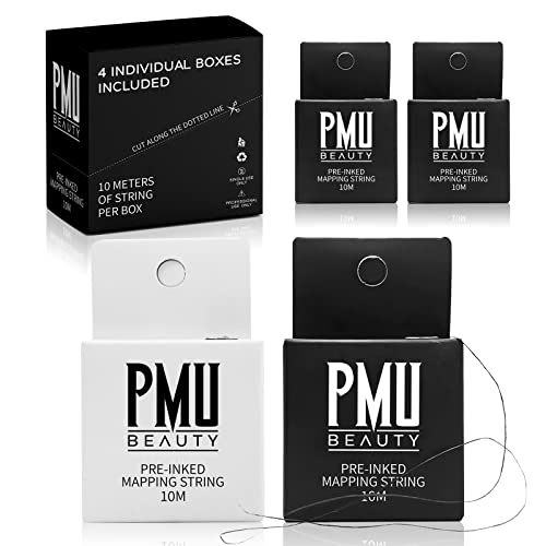 4-Pack Eyebrow Mapping String 33ft Pre-inked Black & White