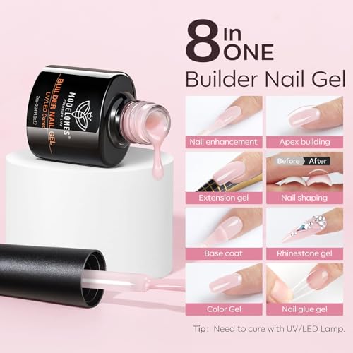 Modelones Builder Gel Nail Polish Set - 6 Nude Pink Colors