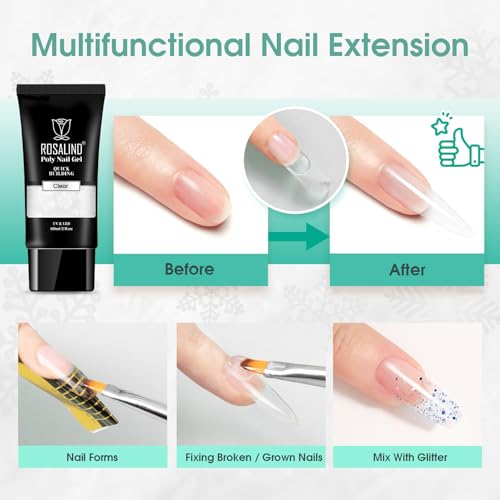 ROSALIND Clear Poly Nail Gel 2oz - UV/LED Nail Extension Builder Gel