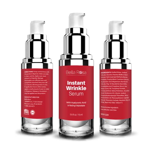 Bella Rosa Advanced Anti-Aging Serum - Hyaluronic Acid and Retinol - Reduces Wrinkles, Improves Skin Texture, and Hydrates