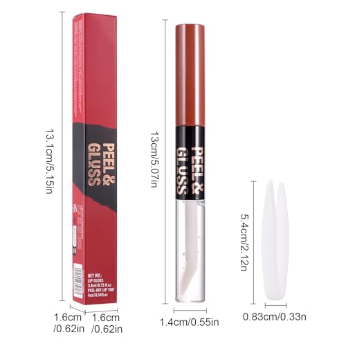 Peel Off Lip Stain & Gloss Duo with Tweezer - Waterproof Matte & Glossy