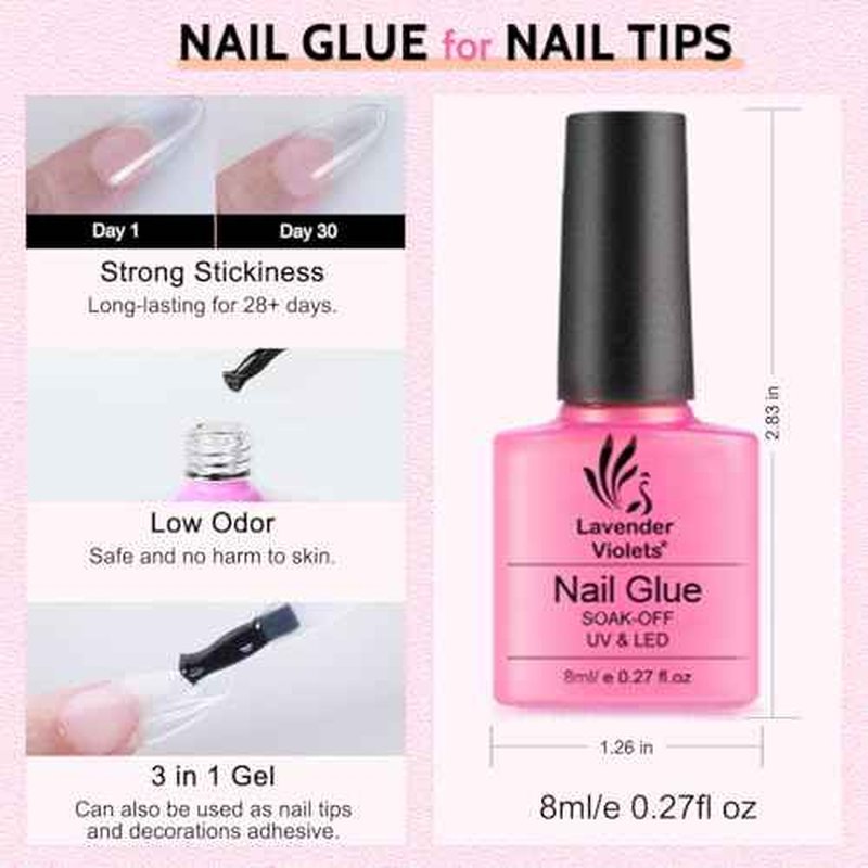 LAVENDER VIOLETS Gel Nail Kit 240 Pcs Short Almond Nail Tips Extension, 21 Gel Colors with Portable U V Light, Nail Glue Base/Glossy/Matte Top Coat for Women Girls VC17