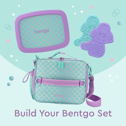 Bentgo Kids Lunch Bag - Durable, Double-Insulated Lunch Bag for Kids 3+; Holds Lunch Box, Water Bottle, & Snacks; Easy-Clean Water-Resistant Fabric & Multiple Zippered Pockets (Mermaid)