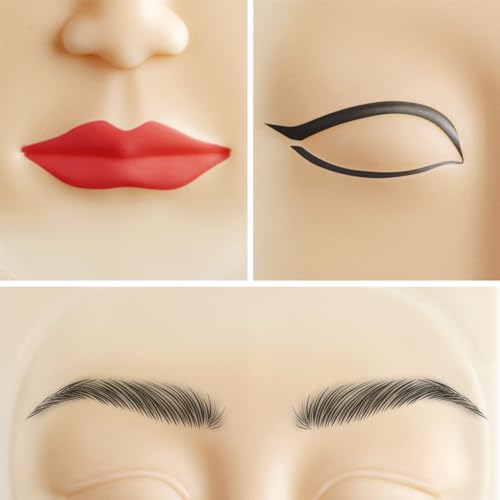 10 Pieces 3D Tattoo Practice Eyebrow Eyeline Practice Skins Permanent Eyebrow Makeup Training Lip Skins for Beginners and Experienced Tattoo Artists TA508-10