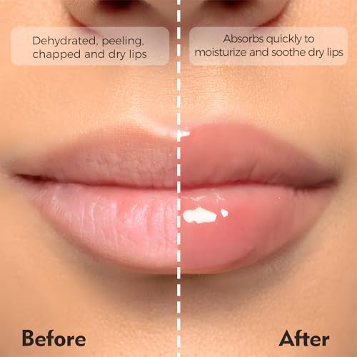 Deep Hydrating Lip Butter Balm- Glossy Lip Treatment with Shea Butter, Vitamin E, Peptides & Hyaluronic Acid - Vegan, Non-Sticky, Moisturizing Lip Care | 2-Pack (Clear-Unscented)