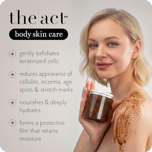 THE ACT Coffee Body Scrub with Salt & Cocoa ? Exfoliating Scrub for Cellulite, Stretch Marks, Ingrown Hair ? Organic Moisturizing Body Scrub with Vitamin E & Menthol ? Gift for Women & Men, 10.58 Oz