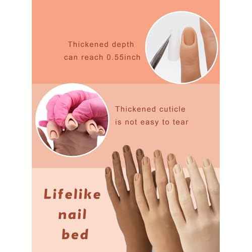 Silicone Practice Hand for Acrylic Nails with Stand Bracket, Flexible Bendable Nail Training Hand Technician Manicure Supply, Reusable Mannequin Hands for Nails Practice(Right Hand,Ivory White)