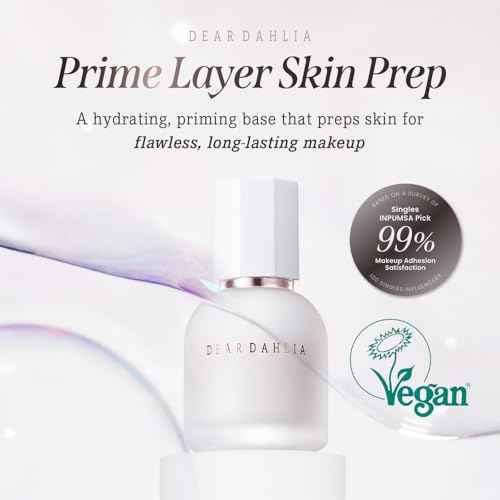 DEARDAHLIA Prime Layer Skin Prep - Vegan Makeup Primer, Lightweight & Hydrating for Long-Lasting Makeup, Smooth, Glowing Skin. Korean Base Prep. Artificial fragrance free. 1.35 oz