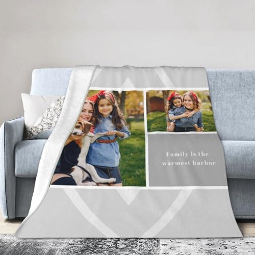 Jiposuhoe Add Your Own Design Custom Blankets Personalized Throw Blanket for Kids Dad Mom Grandpa Grandma Customized Blanket Gifts for Birthday Christmas Valentines, B2, 60"x80"