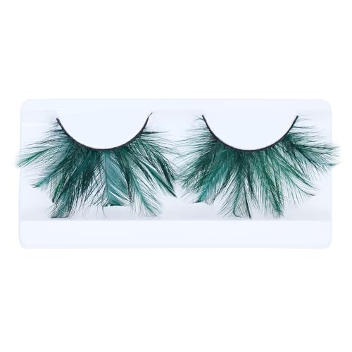Halloween Feather Eyelashes Cosplay, AMilHiTon Faux Mink | Green Extra Long Feather Eyelashes for Dance Halloween Costume Parties Festivals