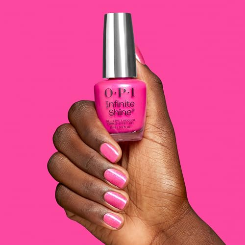 OPI Infinite Shine Nail Polish - I’m Not Really an Influencer Semi-Sheer Bright Pink Fuchsia with Glitter, Spring 2026