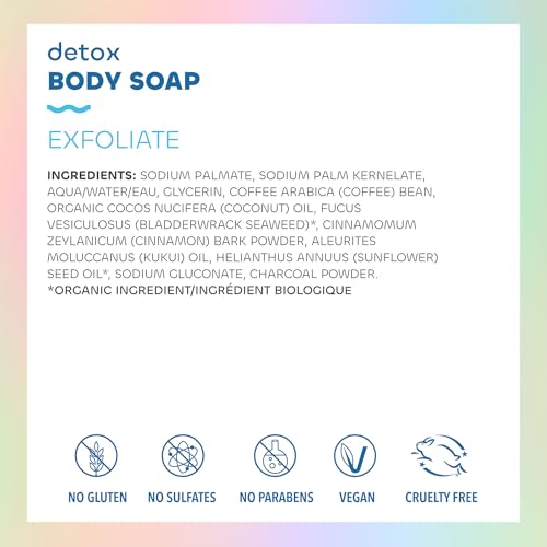 Seaweed Bath Co. Exfoliate Detox Body Soap, 3.75 Ounce, Sustainably Harvested Seaweed, Charcoal (Packaging May Vary)