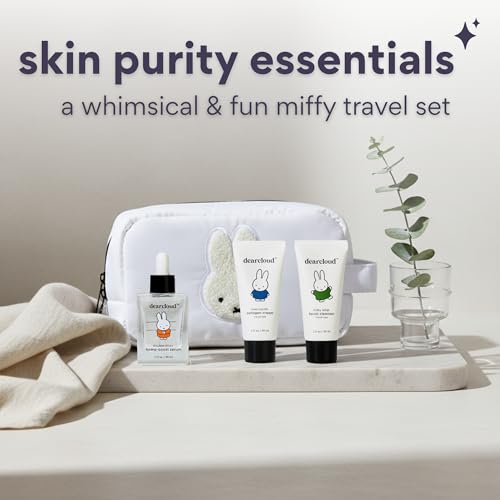 Miffy Skin Purity Essentials Travel Set of 4 ($55 Value) - Korean Skin Care Travel Set ? Hydrating Korean Skin Care Travel Essentials Set with Cosmetic Bag
