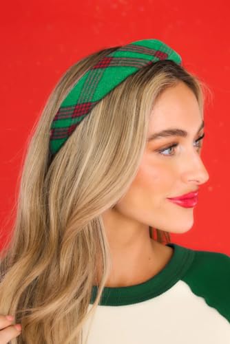 Christmas Headbands for Women Green Plaid Headband Velvet Padded Headband for Women’s Hair Girls Fashion Holiday Women Headbands for Hair Christmas Green Hair Accessories 1 Inch Thick Hair Bands