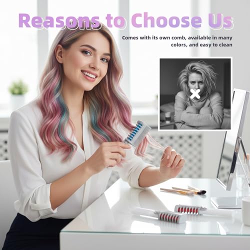 10-Color Hair Chalk Comb Set - Temporary Washable Hair Dye