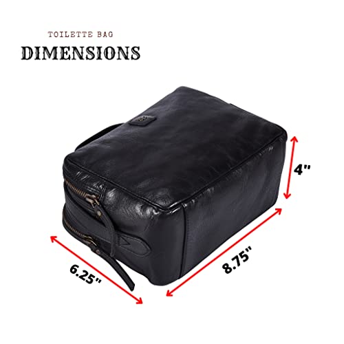 Real Leather Toiletry Bag Dopp Kit for Men Women Travel Shaving Pouch Organiser Double Compartment Cosmetic