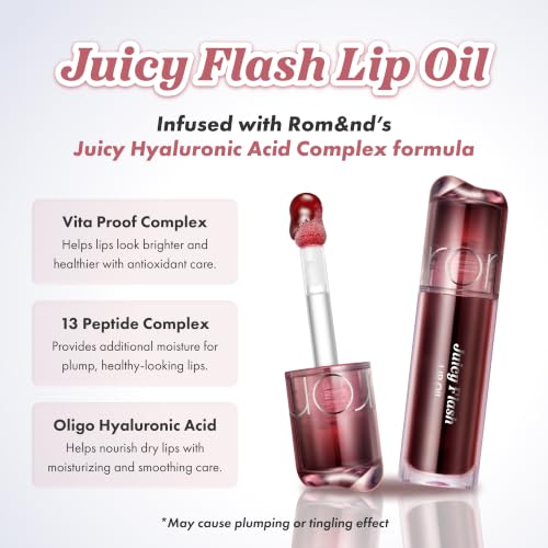 rom&nd JUICY FLASH Lip Oil 08 Raspberry Syrup - Nourishing & Hydrating Gloss