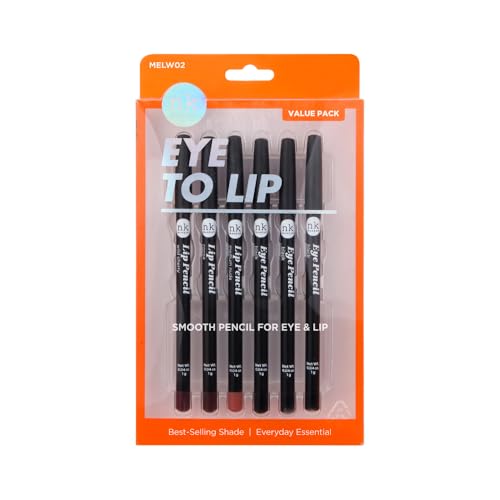 NICKA K Eye & Lip Pencil Set 6-Piece - Black, Cherry & Nude