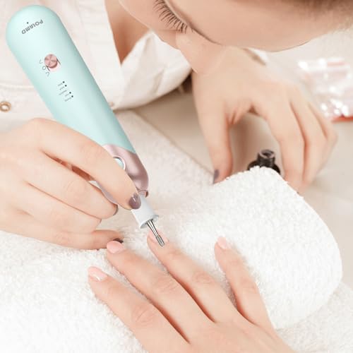 Electric Nail Drill Kit for Manicure Pedicure - Cordless 5 Speeds Nail File Set with USB Charging