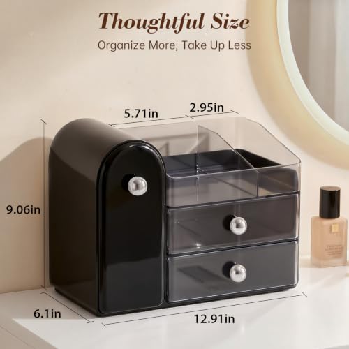 Delamu Makeup Organizer with Brush Holder & Drawers