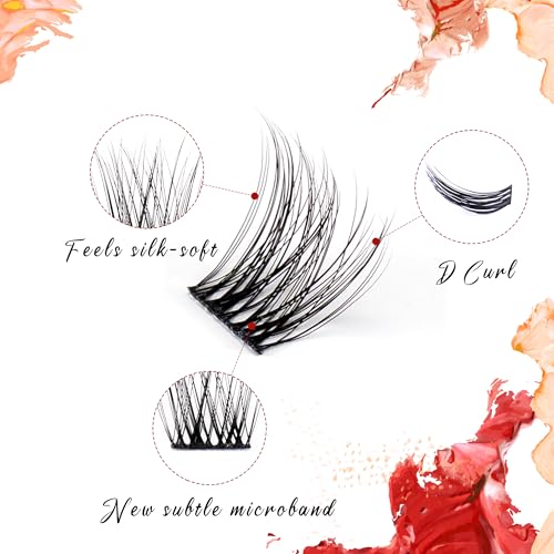 10mm D-Curl Lash Clusters, Fine-Wisp Naked Soft, Thin Flexible Band, Ideal for Sparse Lashes, Daily Makeup, Full-Eye Layering, Radiant Style