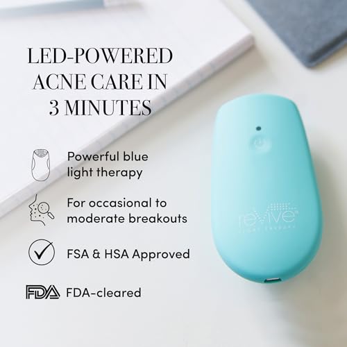 reVive Essentials Acne Device, FDA-Cleared Red & Blue Light Acne Tools, Medspa Quality LED Light Therapy, Portable Triangular Face Tools for Skincare, Battery or USB Power