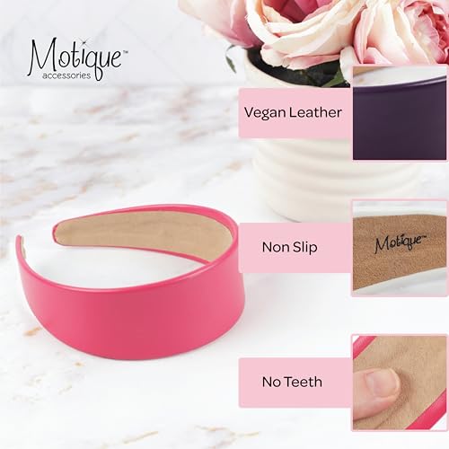 Vegan Leather Headband for Women - 2 Inch Wide, Non-Slip, Stylish Hair Accessory