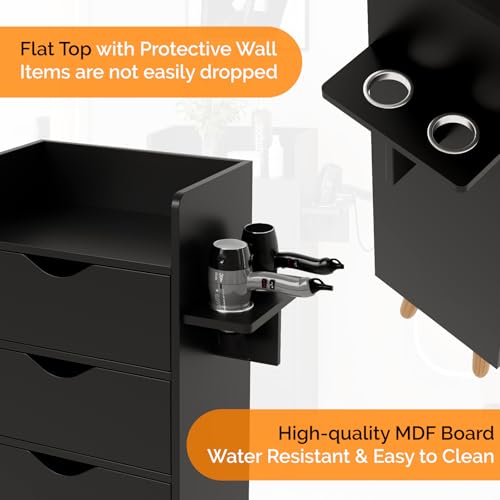 OmySalon 4-Drawer Salon Storage Cabinet with Hair Dryer Holders