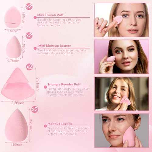 20PCS Travel Makeup Brush Set,10 Pcs Small Makeup Brushes with Mirror,Storage Bag and 8PCS Makeup Sponges for Home,Travel, Party