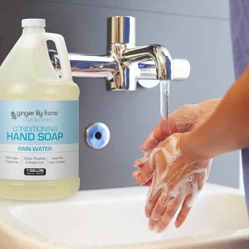 Ginger Lily Farms Club & Fitness Conditioning Liquid Hand Soap Refill, 100% Vegan & Cruelty-Free, Rain Water Scent, 1 Gallon (128 fl oz)