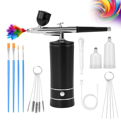 Cordless Airbrush Kit 50 PSI with Air Compressor & 3 Paint Cups