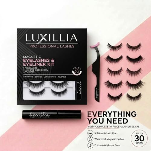 Luxillia Magnetic Eyelashes Kit - 7 Natural Eye Lash Sets with Applicator