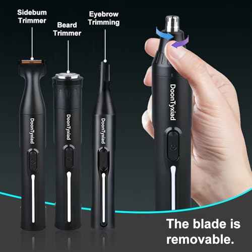 Rechargeable Ear and Nose Hair Trimmer, 4-in-1 Professional Painless Eyebrow & Facial Hair Trimmer for Men Women, Powerful Motor and Dual-Edge Blades for Smoother Cutting Black(Black 4-in-1)