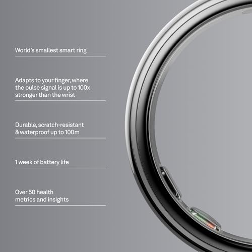 Oura Ring 5 Smart Wearable - Silver, Size 8 - Sleep & Fitness Tracker