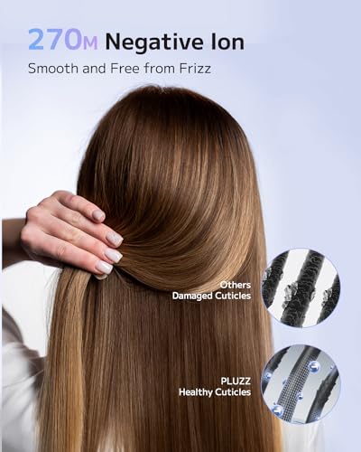 PLUZZ White Ionic Travel Hair Dryer - Lightweight, High-Speed, Quiet, Professional