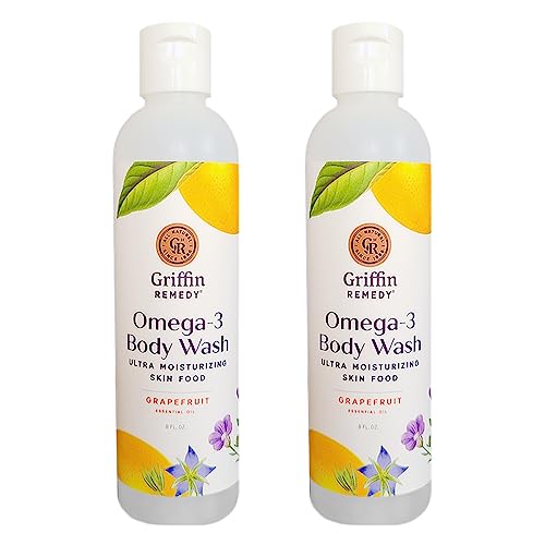 Griffin Remedy Omega - 3 Body Wash - Grapefruit Essential Oils and Organic MSM, Creamy, Moisturizing, All-Natural, Paraben-Free, Sulfate-Free 8 fl oz (Pack of 2)