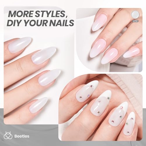 Beetles Milky White Jelly Gel Nail Polish Set - 2 Pieces, 15ml Each, Neutral Color