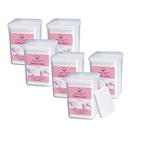 EBANKU 1200PCS Lint Free Nail Wipes Eyelash Glue Wipes, Adhesive Wipes for Lash Glue Nail Polish Remover Cotton Pads, Glue Nozzle Wipes Non-Woven Fabric Wipes Eyelash Extension Supplies