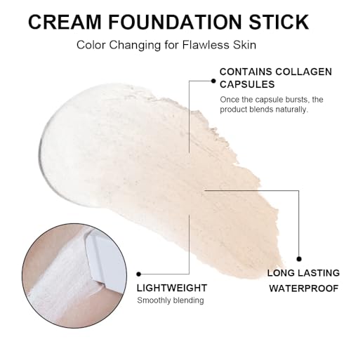 Light Color Changing Foundation Makeup Stick with Brush for