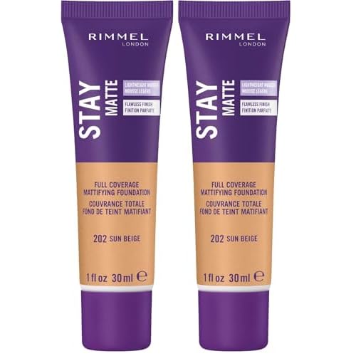 Rimmel Stay Matte Foundation, Sun Beige, 1 Fluid Ounce (B07JLMT5Z3) (Pack of 2)