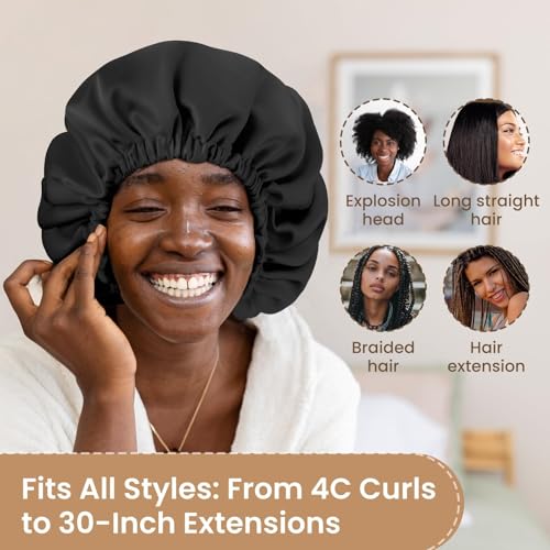 Adjustable Silk-Satin Hair Bonnet for Sleeping – Anti-Frizz Curl Protection