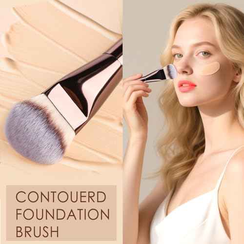 KINGMAS Makeup Brush Powder Puff Set, Foundation Concealer Contour Makeup Brushes, Flawless kabuki Brush Face Velour Puff for Foundation Blush Bronzer Contour Concealer, 3 Brushes & 3 Powder Puff