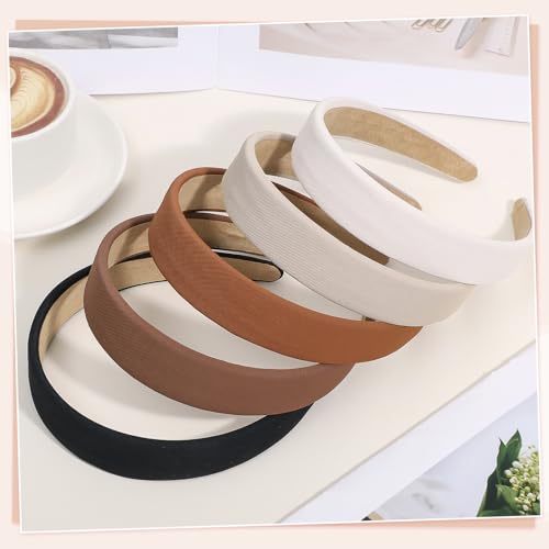 Obeoby 70s Ribbed Headbands for Women, Non-Slip (5-Pack)