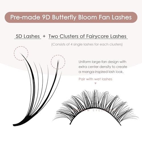 Premade 7D Lash Extensions, Butterfly Bloom 0.07mm C Curl MIX8-15mm 12 Rows/Tray 120 Pieces, Soft Lightweight Eyelashes Grafting for Lash Artists, Beauty Salon(Matte Black-0.07-C-MIX8-15mm)52
