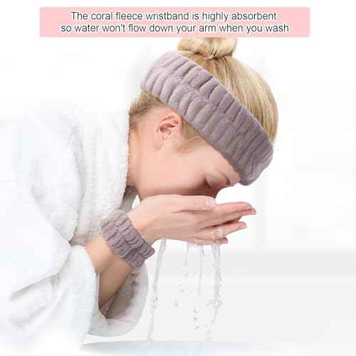 obeoby Spa Headband for Washing Face, 12 Pcs Makeup Headband and Wristband Set for Skincare Makeup Bath Stocking Stuffers for Women Girls